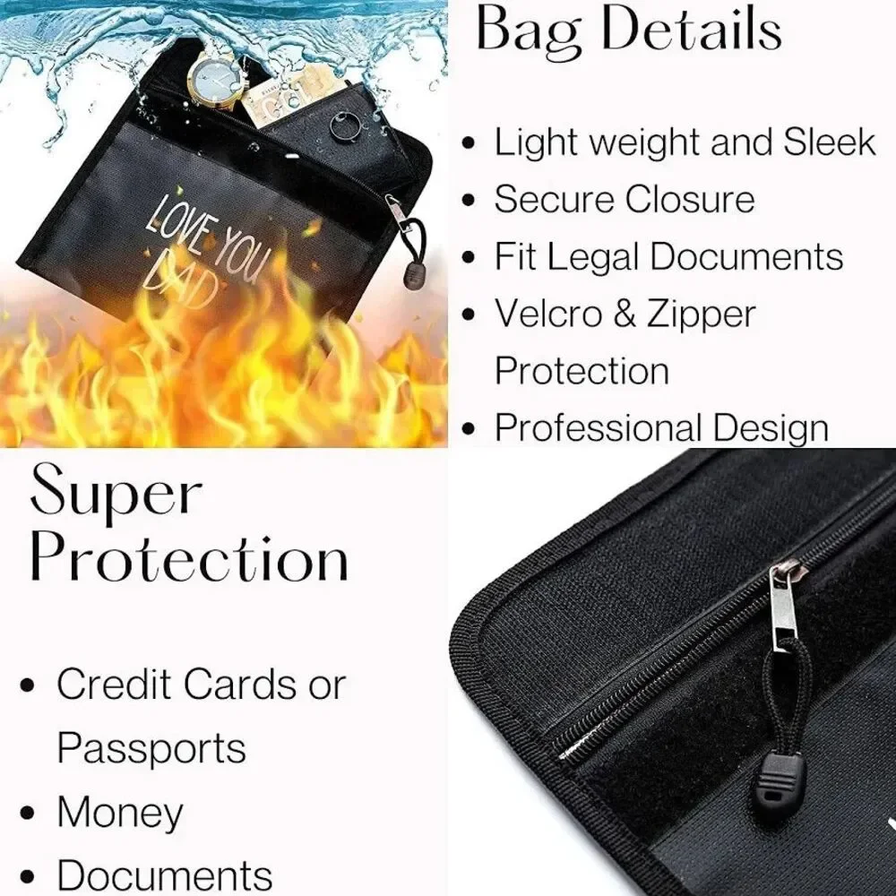 Dad Gifts from Son, Daughter- Fireproof and Water Resistant Document Bag, 9x7